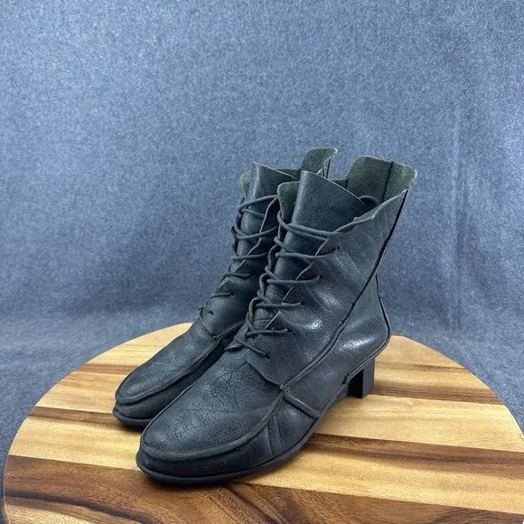 TRIPPEN Germany Women's Medieval Black Leather Platform Boots EU 39 US 8.5 - Picture 4 of 13